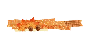 Autumn leaf washi tape border — Orange Autumn Scrapbook E01